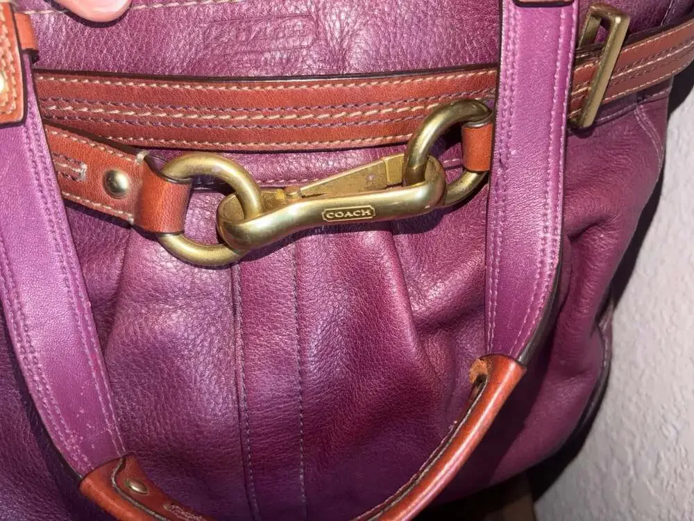 Coach Purple Leather Hamptons Carryall Tote Bag